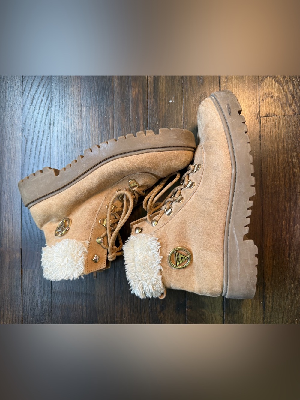 Women’s Suede Faux-Fur Lined Lace-Up Ankle Boots - Tan